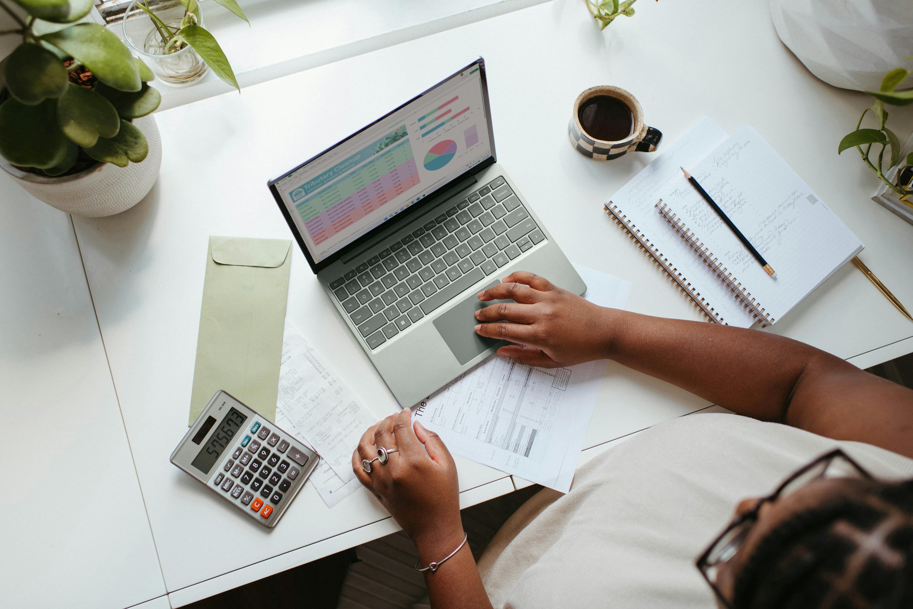 Financial documents and business accounts being reviewed